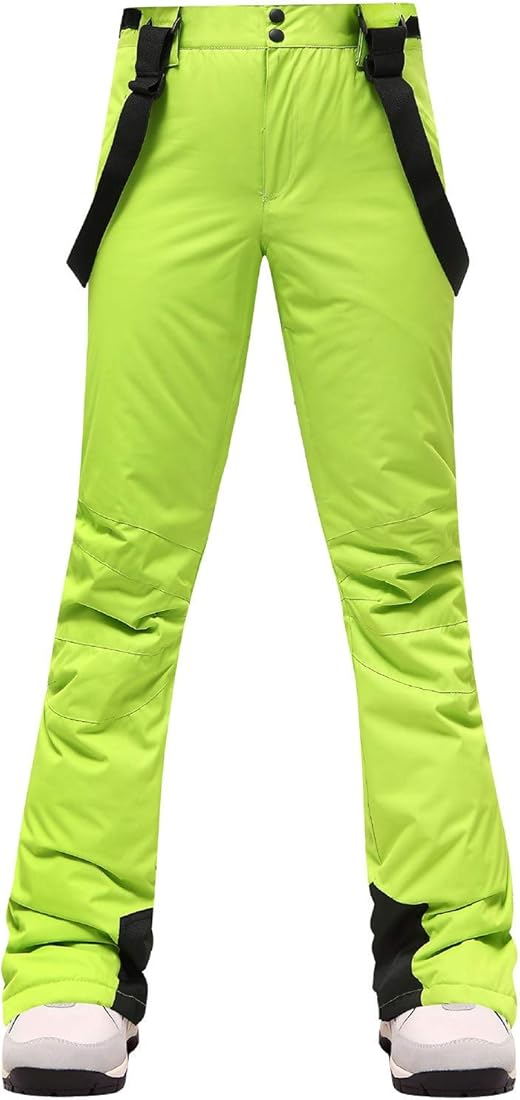 Pantalones de esquí acolchados térmicos para mujer, impermeables, aislados y resistentes al viento, con tirantes ajustables, ropa deportiva de invierno transpirable, equipo de esquí y snowboard,