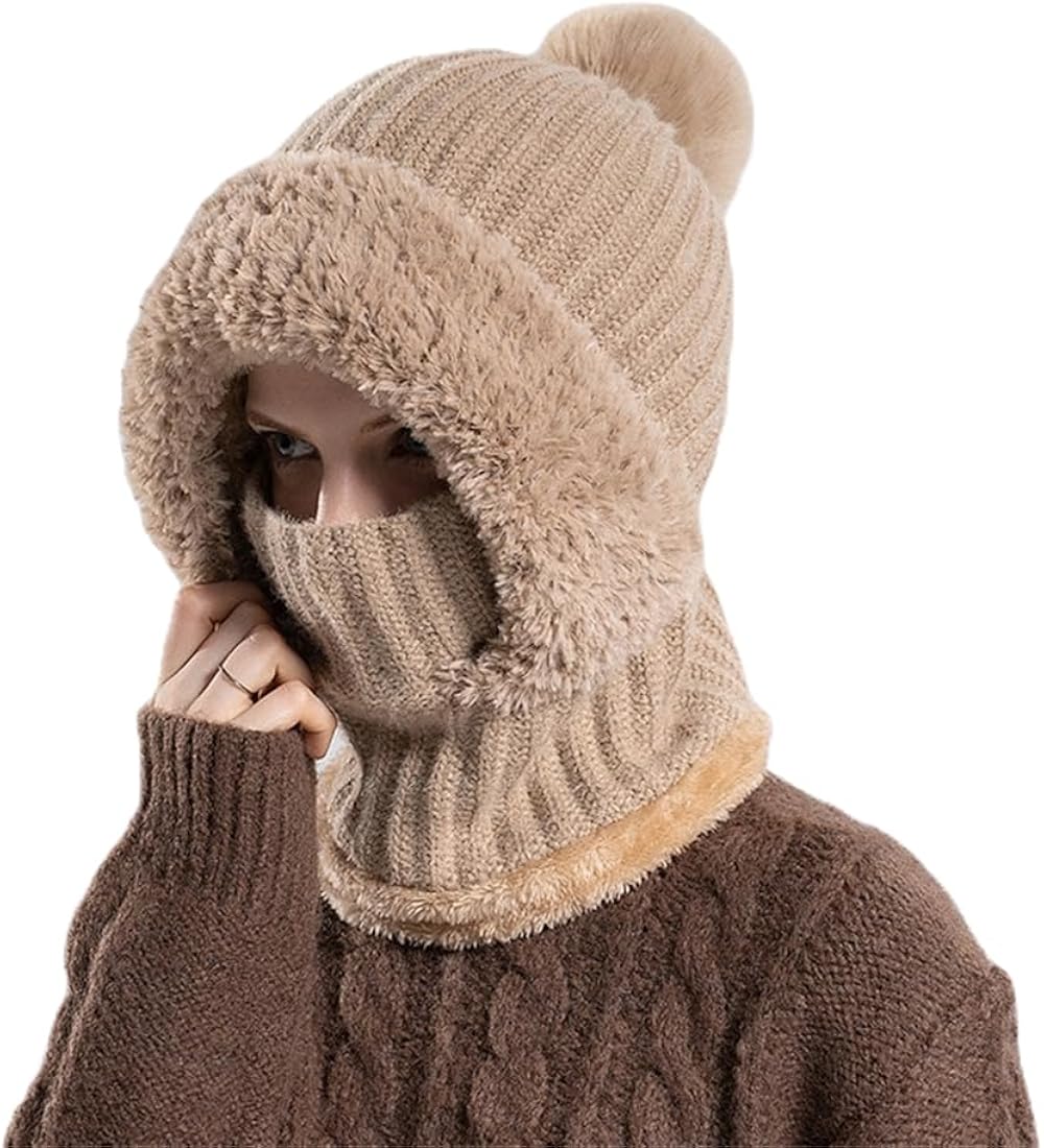 Pasamontañas de esquí resistente al viento, gorro y bufanda para mujeres y hombres, cubierta facial para equipo de clima frío extremo (caqui, M), caqui, M, Caqui, M