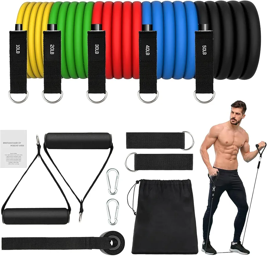 JATEKA Gomas Elasticas Musculacion 150 lbs 12 Piezas Elasticos Fitness Musculacion con 5 Diferentes Niveles Gomas Bandas Elasticas para Gimnasio en Casa Yoga