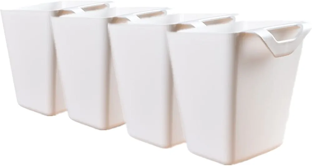 Rikyo Paquete de 4 soportes para colgar tazas,accesorios para carrito de ruedas10,9 x 10,9 cm,contenedores para colgar cubos,soporte para lápices de maquillaje, contenedor de cocina colgante (blanco)