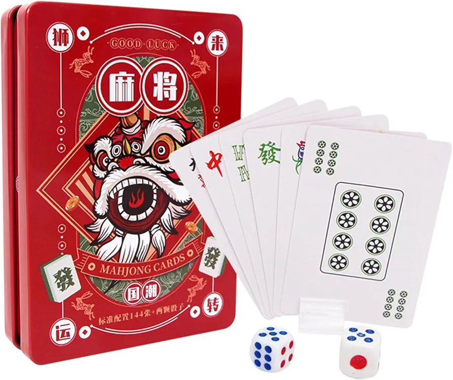 SWRCEYJH 1 Unidades Mahjong Juego de cartas Mahjong Poker Play Card Mahjong Tarjetas Juego de mesa Mahjong Juegos de mesa al aire libre, viajes, ocio y actividades de excursión