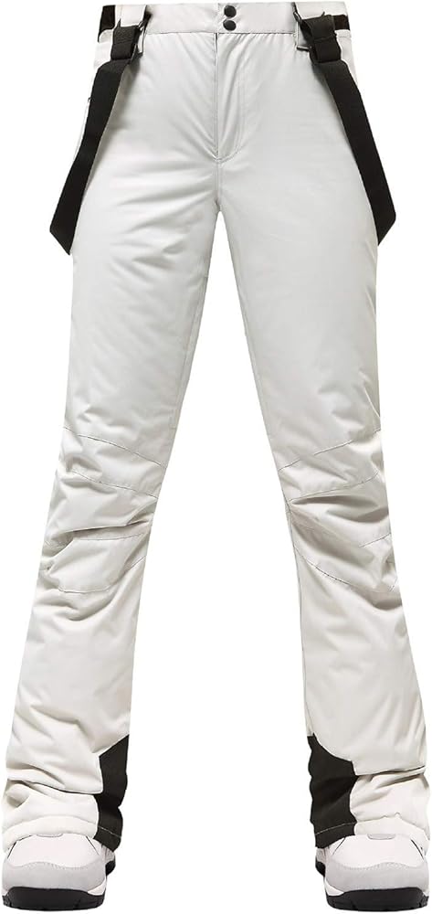 Pantalones de esquí acolchados térmicos para mujer, impermeables, aislados y resistentes al viento, con tirantes ajustables, ropa deportiva de invierno transpirable, equipo de esquí y snowboard,