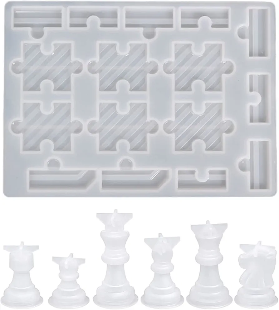 Pegamento forma ajedrez fiesta ocio rompecabezas juego de mesa clásico dama tablero cristal epoxi forma para manualidades de resina