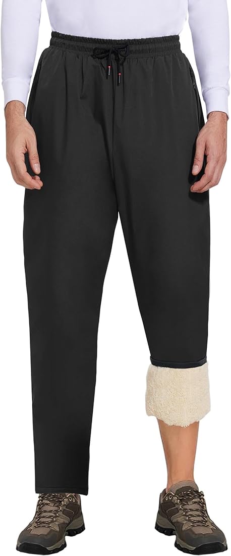 Yutdeng Pantalones de Lluvia Pantalon Impermeables Hombre Trabajo Pantalones de Senderismo Forro Polar Softshell Pantalon Trekking Invierno Montaña Cargo Moto Snowboard Ligeros Aire Libre Pierna Recta