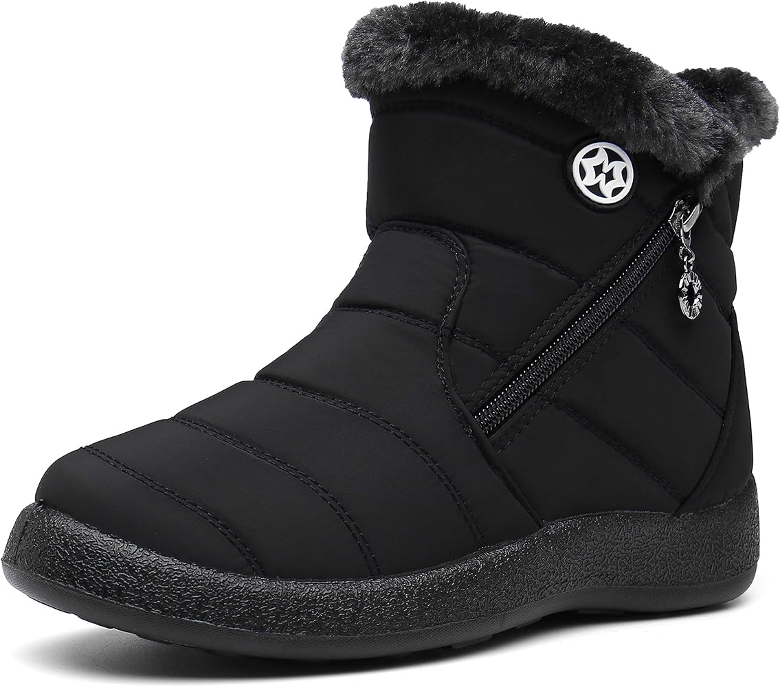 Hsyooes Botas Mujer Invierno Botines de Nieve Calentitas Zapatos Forradas Impermeable Botas de Nieve Cómodas Antideslizante Ligero