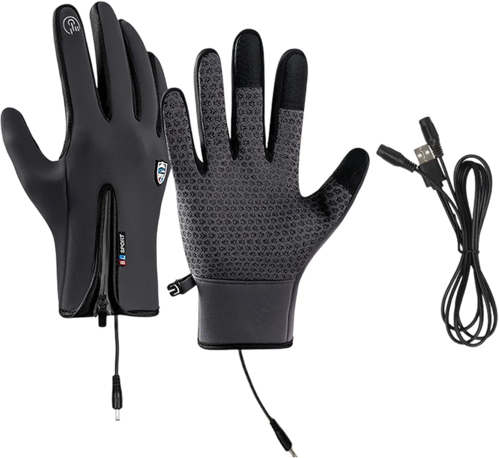 Guantes calefactables para Mujer,Guantes con Pantalla táctil | Guantes con Pantalla táctil Recargables por USB,Guantes Resistentes al Agua, Equipo para Clima frío para Pescar y Hacer Snowboard