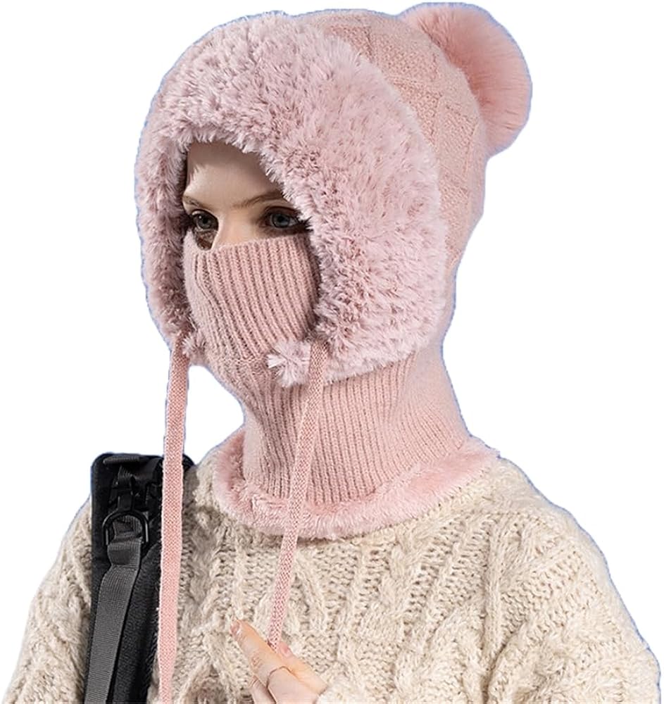 Pasamontañas de esquí, resistente al viento, gorro, bufanda para mujeres y hombres, cubierta facial para equipo de clima frío extremo (rosa, M), rosa, M, Rosa, M