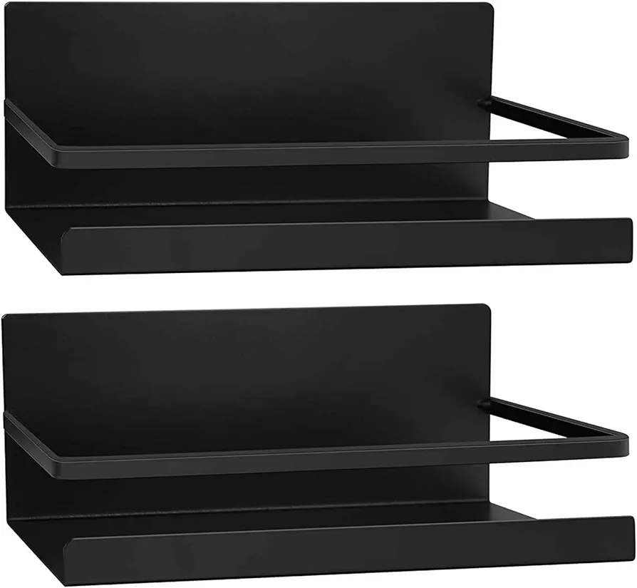 Ouinne Especiero Cocina Magnético para Especiero Refrigerador, 2 Piezas Estante de Almacenamiento para Pared Organizador de Especias Cocina (Negro)