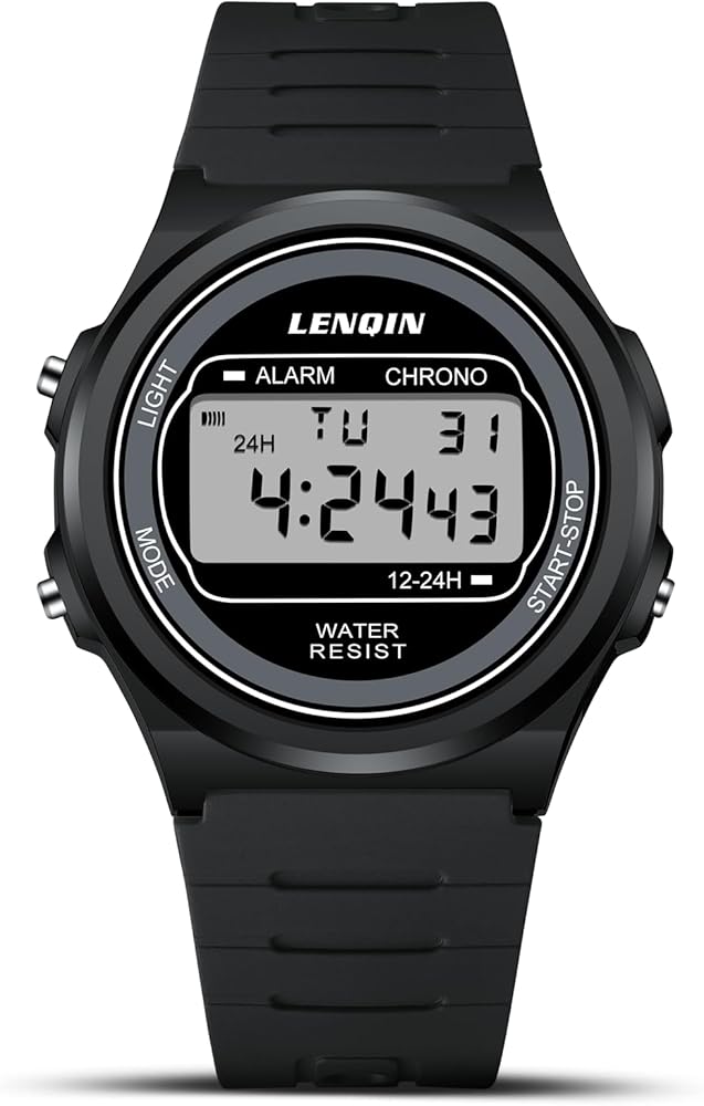 LN LENQIN Reloj Digitales para Hombre Relojes Deportivos A Prueba De Agua hasta 30m Cronómetro Relojes de Pulsera para Hombre con Retroiluminación EL Alarma, Hora T2 Hora 12-24 h