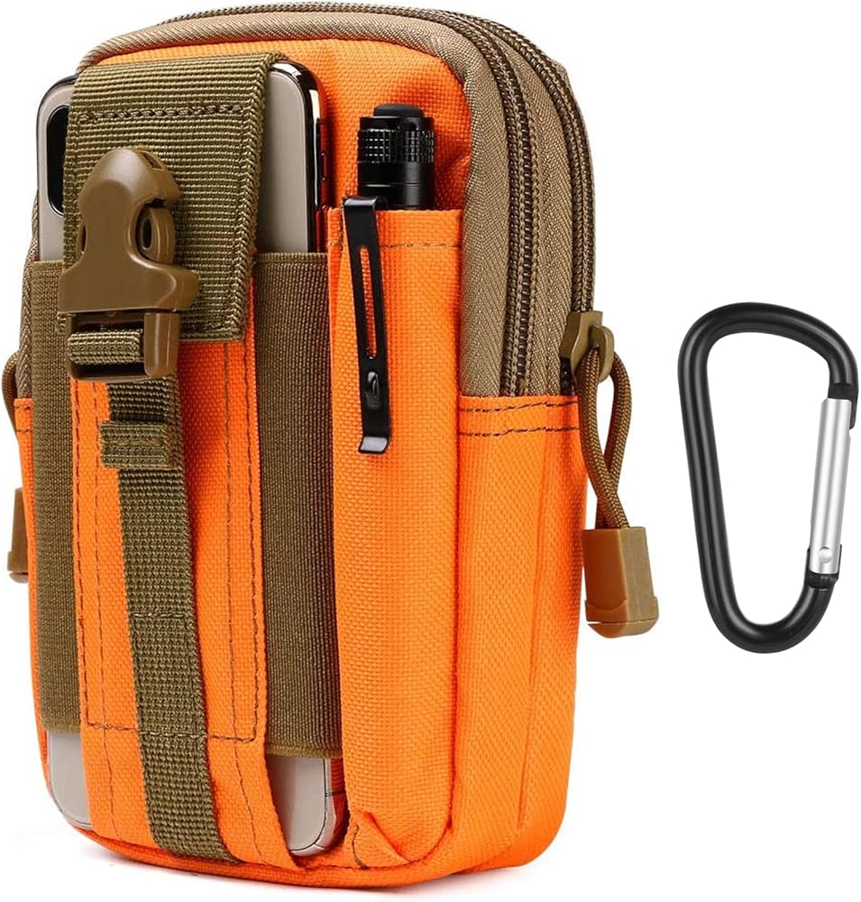 flintronic Bolsa Cintura Táctica, Bolso Cinturón Táctica Militar Compacta 1000D Nylon para Herramientas Pequeñas de Multiusos Teléfono Móvil al Aire Libre Deportes Senderismo y Camping, con Mosquetón