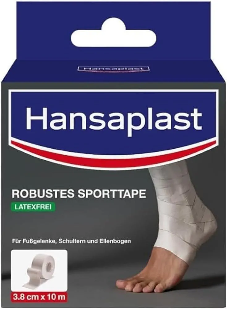 Hansaplast Cinta deportiva resistente (3,8 cm x 10 m), cinta adhesiva fuerte que ayuda a prevenir lesiones, cinta deportiva sin látex que proporciona soporte para las articulaciones, color blanco