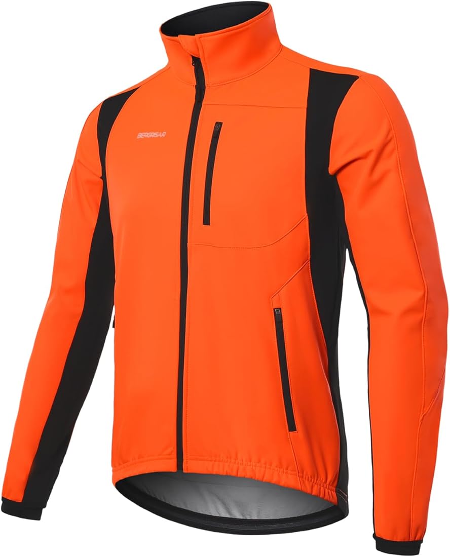 BERGRISAR Chaqueta Ciclismo Hombre Invierno Polar Termica Impermeable Cortavientos de MTB Bicicleta con 6 Bolsillos