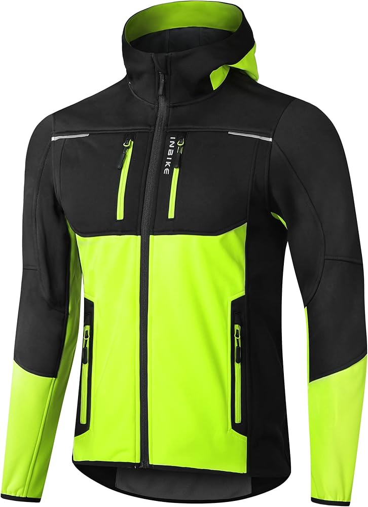 INBIKE Cortavientos Hombre Chaqueta Ciclismo Invierno Impermeable Softshell con Capucha WJ607