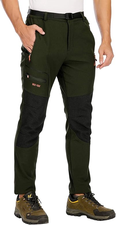 DAFENP Pantalones Trekking Hombre Impermeables Pantalones de Trabajo Termicos Montaña Senderismo Esqui Snowboard Invierno Polar Forrado Aire Libre