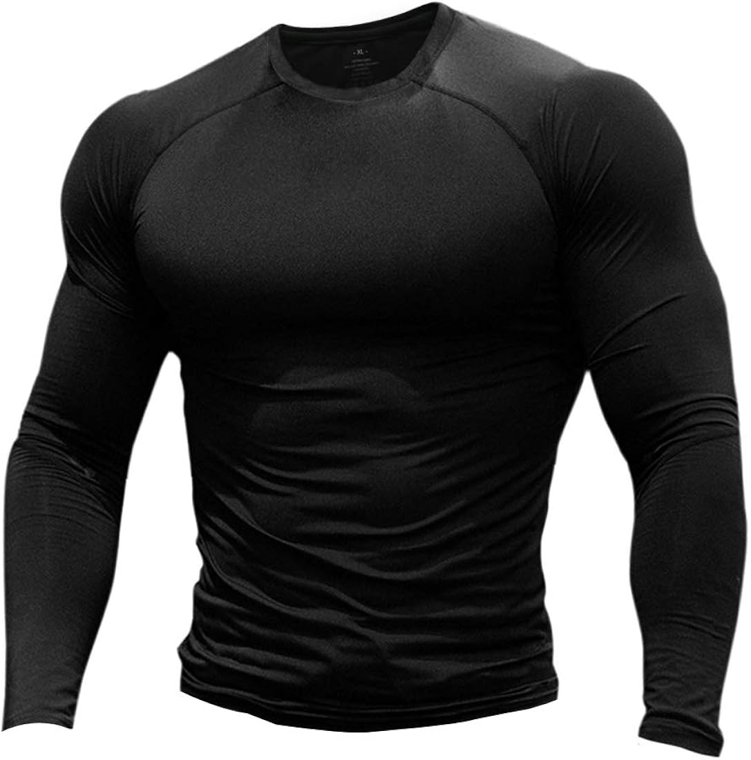 Hombres Apretado Compresión Capa Base Manga Corta Camiseta Culturismo Tops Poliéster y Spandex