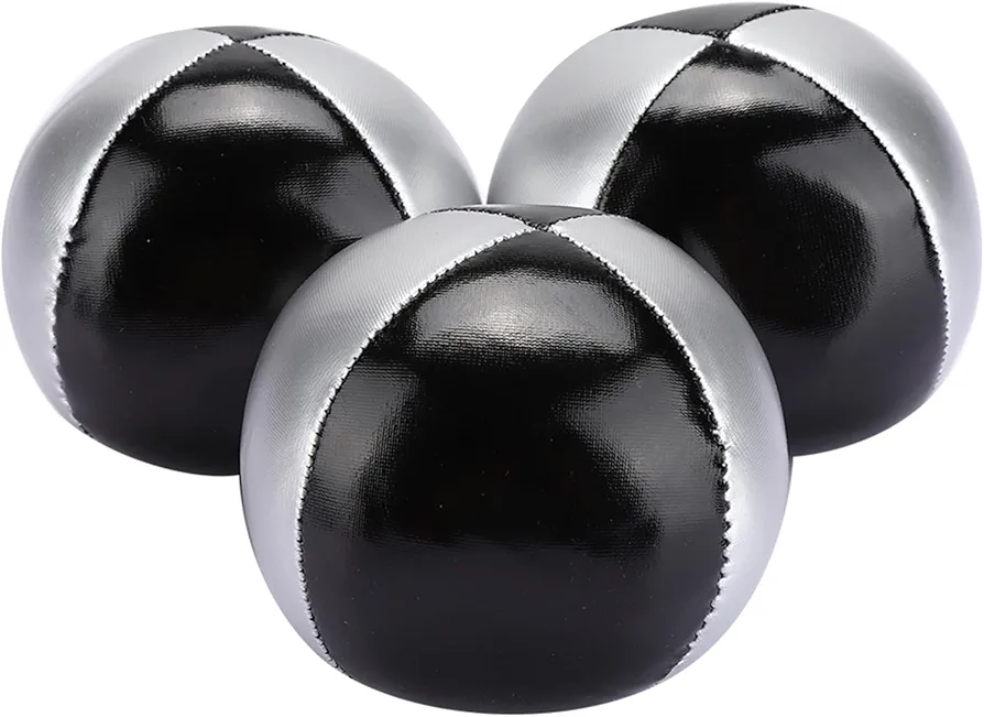 aqxreight 3PCS Plata Negro PU Cuero Interior Ocio Portátil Malabarismo B Los Accesorios de Rendimiento Necesitan Malabaristas de Puf de Este Juego Es un Gran Punto Malabares con