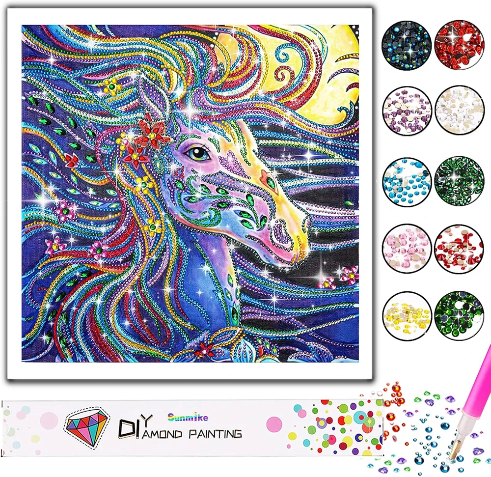 Sunmike Regalo Niña 9 10 11 12 13 Años, Manualidades Pintura Diamantes Caballo Kits Adultos Niño 8-12 Años Artes Niña 10+ Años Ocio Creativos Actividad Juguetes Regalos Cumpleaños Regalo Navidad