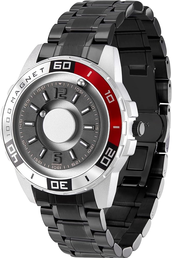 EUTOUR Reloj Magnetico Hombre Deportivo Cuarzo Sin Vidrio Rodamiento de Bolas Relojes de Pulsera para Hombres 40mm