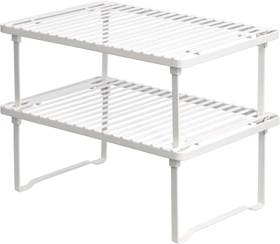 Amazon Basics - Estantes de cocina apilables para almacenaje, Blanco, 12.5 L x 8 D x 4.5 H cm