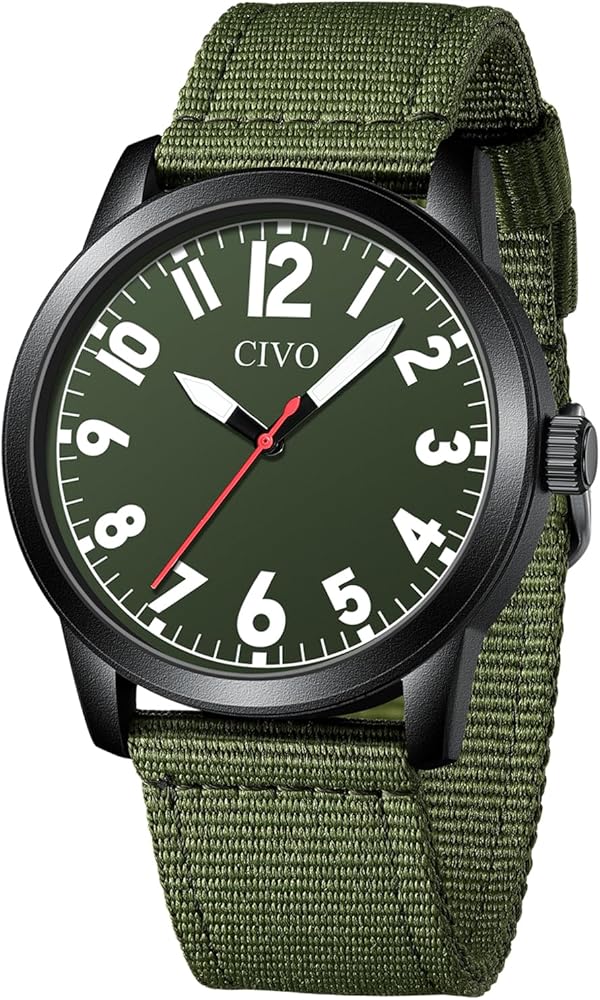 CIVO Relojes Hombre Minimalista Fácil Lectura con Números Grandes Reloj Analógico Impermeable Cuero Nailon Caucho