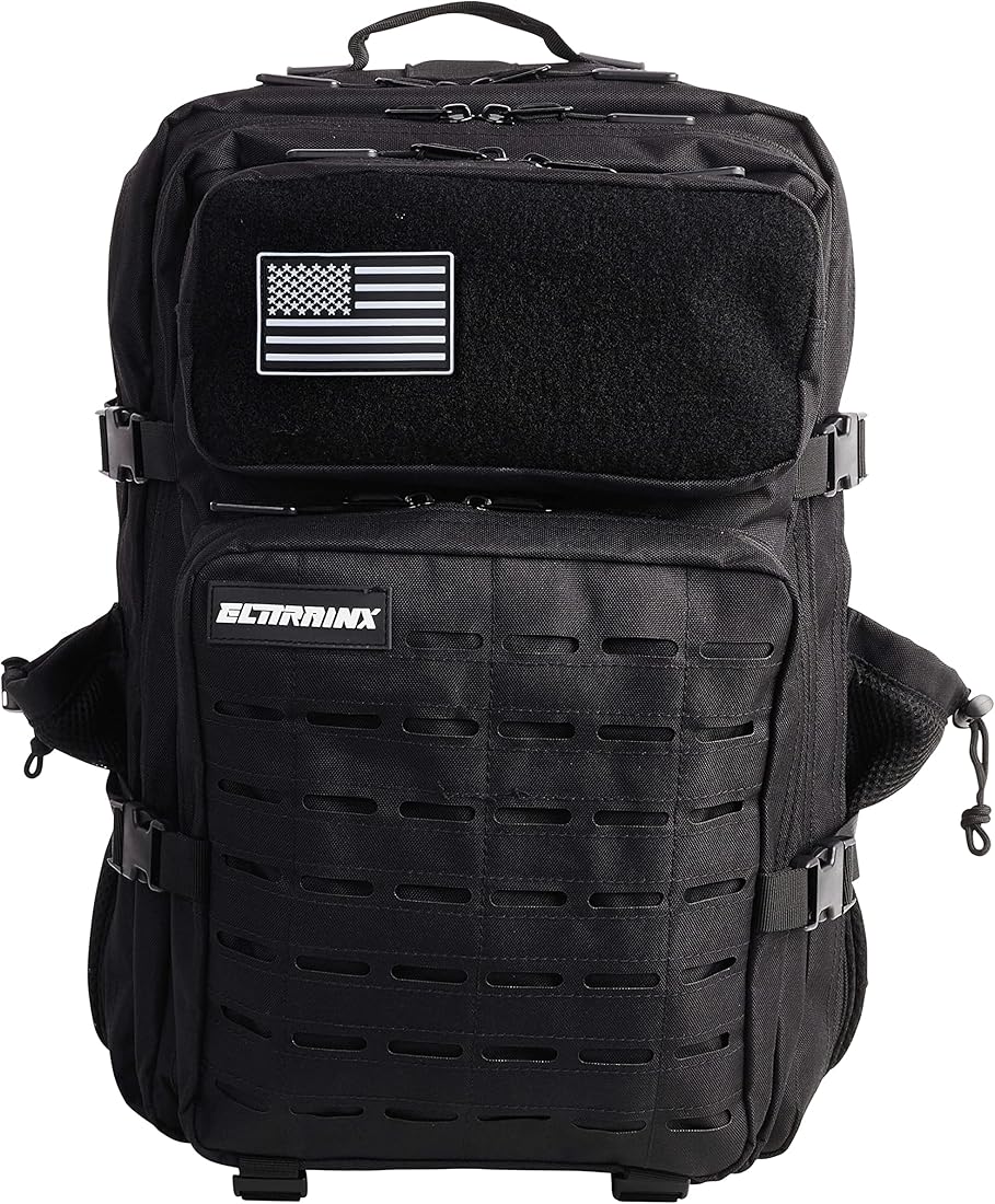 ELITRAINX V2 Mochila 45L Táctica Militar Impermeable Entrenamiento Cruzado Viajes Deportes al aire libre Gimnasio Portátil Oxford 900D (Negro)