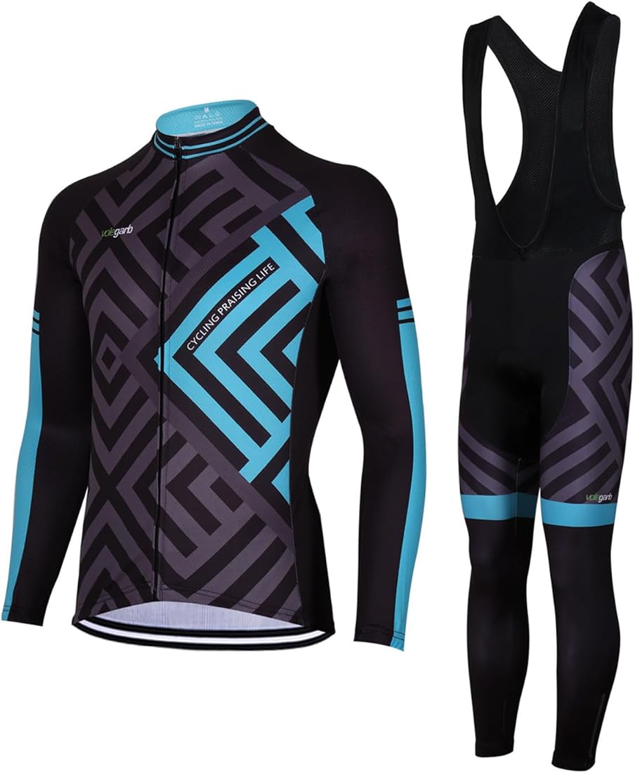 Meicynhoger Ropa Ciclismo Otoño Invierno para Hombre y Mujer,Ciclismo Maillot MTB de Manga Larga y Culotte Pantalones Acolchado 3D