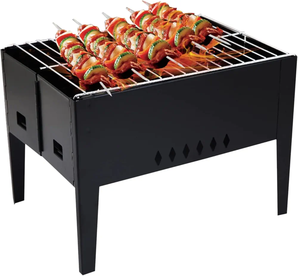 parrilla | Parrilla plegable con herramientas barbacoa | Utensilios profesionales para parrilla para acampar al aire libre, picnic, playa, senderismo, patio, patio trasero